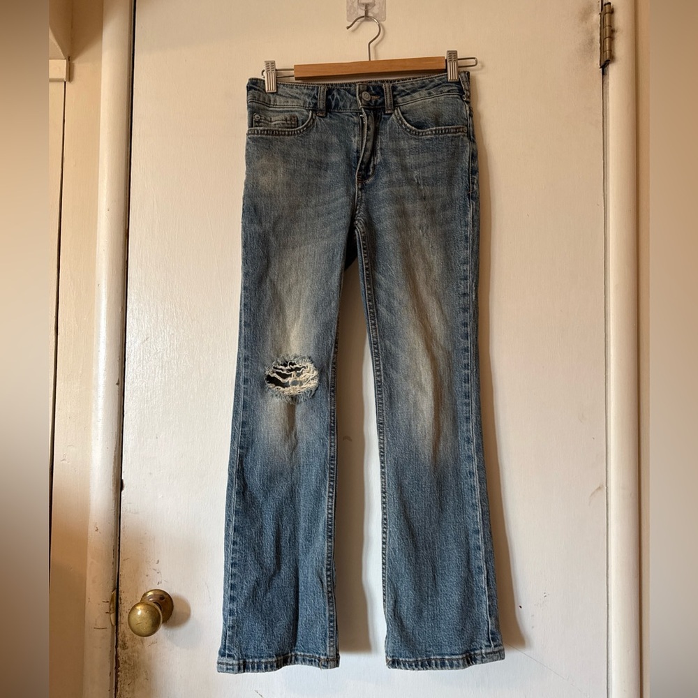 Pilcro by Anthropology Bootcut Distressed Mid Rise Denim Blue Jeans | Women's 25